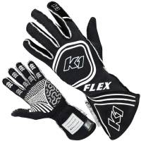 Kids Race Gear - Kids Racing Gloves - K1 RaceGear - K1 RaceGear Flex Nomex Driver's Gloves - Black/White - 2X-Small