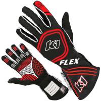 Kids Race Gear - Kids Racing Gloves - K1 RaceGear - K1 RaceGear Flex Nomex Driver's Gloves - Black/Red - 4X-Small