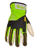 Tools & Pit Equipment - Alpha Gloves - Alpha AG13 Vibe Leather Impact Gloves - Green/White - Medium