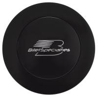 Billet Specialties Horn Button - Black - Billet Specialties Logo - 9-Bolt Steering Wheels