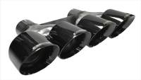 Corsa Exhaust Tip - Clamp-On - 2-3/4" Dual Inlet - 4-1/2" Quad Round Outlets - Stainless - Black Powder Coat