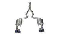 Corsa Xtreme Exhaust System - Cat-Back - 3" Diameter - Dual Rear Exit - Dual 4" Black Tips - Stainless - Ford Coyote