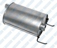 DynoMax SoundFX Muffler - 1-7/8" Offset Inlet - 2-1/2" Offset Outlet - 14 x 8 x 9" Oval Body - 17-1/4" Long - Steel - Aluminized - GM V6