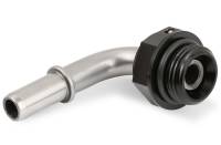 Fuel System Fittings, Adapters and Filters - Fuel Line Adapters - Earl's - Earl's Fuel Line Adapter Fitting - 90 Degree - 5/16" SAE Male Quick Disconnect to 8 AN ORB - Stainless - Aluminum - Black