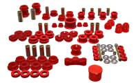Energy Suspension Hyper-Flex Bushing Kit - Suspension Bushings - Boots/Links - Polyurethane/Steel - Red/Cadmium