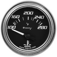 Equus 7000 Classic Series Water Temperature Gauge - 100-280 Degree F - Electric - Analog - 2" Diameter - Black Face
