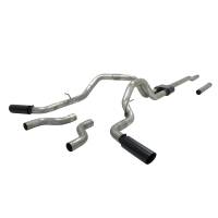 Flowmaster Outlaw Exhaust System - Cat-Back - 3" Diameter - Dual Side Exit - 4" Black Tips - Stainless - Ford Modular