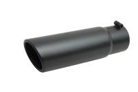 Gibson Exhaust Tip - 4" Inlet - 5" Round Outlet - 12" Long - Single Wall - Rolled Edge - Angled Cut - Stainless - Black Ceramic