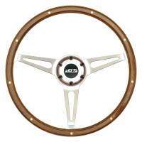 GT Performance GT3 Retro Steering Wheel - Cobra - 14" Diameter - 3 Spoke - 3-1/8" Dish - Wood Grip - Aluminum - Polished
