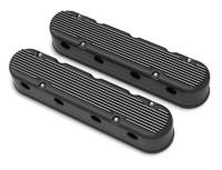 Holley Stock Height Valve Cover - Finned - Aluminum - Satin Black - GM LS-Series