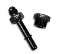 Holley EFI Adapter Fitting - Straight - 6 AN Male to 3/8" Male quick Connect - Aluminum - Black