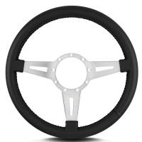 Lecarra Steering Wheels - Lecarra Mark 4 GT Elegante Steering Wheel - 14" Diameter - 3 Spoke - 1-1/4" Dish - Aluminum/Leather - Polished/Black