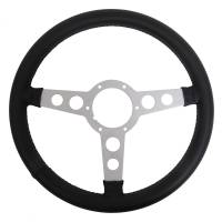 Lecarra Formula Steering Wheel - 14" Diameter - 3 Spoke - Aluminum/Leather - Clear/Black