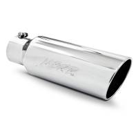 MBRP Exhaust Tip - 4" Inlet - 6" Round Outlet - 18" Length - Single Wall - Rolled Edge - Angled Cut - Stainless - Chrome