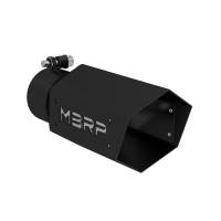 MBRP Exhaust Tip - Clamp-On - 3" Inlet - 4" Hex Outlet - 10" Long - Stainless - Black Powder Coat
