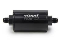 MPD Fuel Filter - 30 Micron - Stainless Element - 6 AN Male Inlet - 6 AN Male Outlet - Aluminum - Black