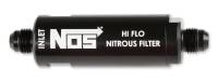 NOS Nitrous Oxide Filter - In-Line - 140 Micron - Stainless Element - 6 AN Male Inlet - 6 AN Male Outlet - Aluminum - Black