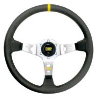 OMP Corsica Liscio Steering Wheel - 350 mm Diameter - 3 Spoke - Leather Grip - Aluminum - Clear