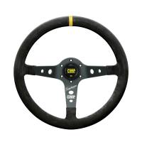 OMP Racing - OMP Corsica Steering Wheels - 350 mm Diameter - 95 mm Dish - 3 Spoke - Suede Leather Grip - Aluminum - Black