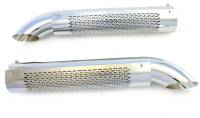 Patriot Side Tube Exhaust Side Pipes - 26" Long - 3-1/2" Inlet - 3-1/2" Outlet - Shields Included - Steel - Chrome Plated - (Pair)