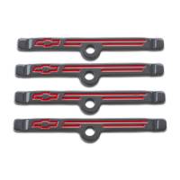 Proform Bowtie Logo Valve Cover Hold Down Tabs - Steel - Gray - Small Block Chevy/V6 - (Set of 4)