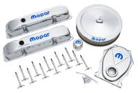 Proform Engine Dress Up Kit - Recessed Blue Mopar Logo - Steel - Chrome - Mopar B/RB-Series