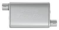 Pypes Performance Exhaust Turbo Pro Muffler - 2-1/2" Offset Inlet - 2-1/2" Offset Outlet - 9-1/2 x 4-1/2" Oval Body - 14" Long - Stainless