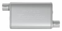 Pypes Performance Exhaust Turbo Pro Muffler - 3" Offset Inlet - 3" Offset Outlet - 9-1/2 x 4-1/2" Oval Body - 14" Long - Stainless