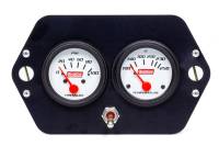 QuickCar Sprint Car/Open Wheel Gauge Panel Assembly - Oil Pressure/Water Temperature - Single Pole Switch - White Face
