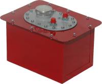 RCI Fuel Cell - 12.5 x 8 x 9" Tall - 8 AN Male Outlet - 8 AN Male Vent - Aluminum - Red Powder Coat