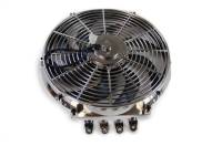 Racing Power Electric Cooling Fan - Push/Pull - 1750 CFM - 12V - Curved Blade - 15 X 15" - 3" Thick - Plastic - Chrome