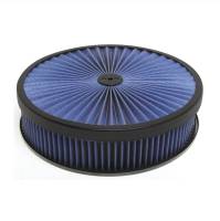 Air Cleaners, Filters, Intakes and Components - Air Cleaner Assemblies and Air Intake Kits - Racing Power - Racing Power Super Flow Air Cleaner Assembly - 14" Diameter - 3" Tall - 5-1/8" Carb Flange - Drop Base - Blue Reusable Cotton - Steel - Black