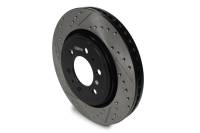 StopTech Sport Cryo Brake Rotor - Front - Passenger Side - Drilled/Slotted - 350 mm OD - 34 mm Thick - 6 x 135 mm Bolt Pattern - Iron - Black Paint