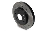 StopTech Premium Sport Brake Rotor - Front - Driver Side - Drilled/Slotted - 330 mm OD - 30 mm Thickness - 6 x 140.5 mm Bolt Pattern - Iron - Black