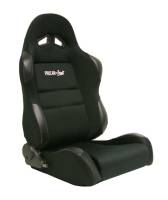 ProCar Sportsman Racing Seat - Right Side - Black Velour Inside - Black Velour Wings and Bolsters