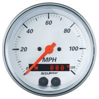 Autometer Arctic White Speedometer - 120 MPH - 3-3/8 in Diameter - Programmable - GPS - White Face