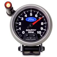Autometer 10000 RPM Tachometer - 3-3/4 in Diameter - Pedestal Mount - Shift Light - Memory - Ford Logo - Black Face