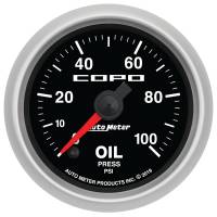 Autometer COPO Oil Pressure Gauge - 0-100 psi - Analog - Full Sweep - 2-1/16 in Diameter - Black Face