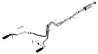 Borla ATAK Cat-Back Exhaust System - 2-1/4 in Diameter - Dual Rear Exit - 4 in Black Tips - Rolled Edge - Stainless - 5 - Ford Fullsize Truck 2021