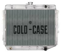 Cold-Case Polished Aluminum Radiator - 29 in W x 23 in H x 3 in D - Passenger Side Inlet / Outlet - Manual - Mopar A-Body/B-Body/C-Body/E-Body 1966-74