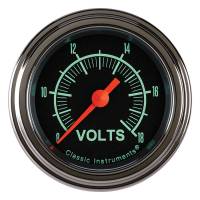 Gauges & Data Acquisition - Classic Instruments - Classic Instruments G/Stock Voltmeter - 8-18V - Full Sweep - 2-1/8 in Diameter - Low Step Stainless Bezel - Black Face