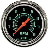 Classic Instruments - Classic Instruments G/Stock Tachometer - 8000 RPM - 2-5/8 in Diameter - Low Step Stainless Bezel - Black Face