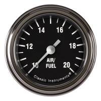 Classic Instruments Hot Rod Air-Fuel Ratio Gauge - 10:1-20:1 Ratio - Full Sweep - 2-1/8 in Diameter - Low Step Stainless Bezel - Black Face