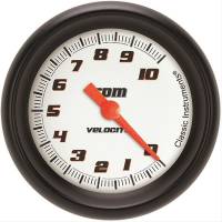 Classic Instruments Velocity Tachometer - 0-10000 RPM - Full Sweep - 2-5/8 in Diameter - Black Bezel - White Face