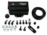 FiTech Go Fuel Force Fuel Tank - 255 lph Pump - 6 AN Fittings - Clamps/Fittings/Fuel Filter/Hose/Pressure Gauge/Sending Unit - Black