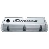 Ford Racing Tall Valve Cover - Baffled - Breather Hole - Ford Racing Logo - Polished - Small Block Ford (Pair)