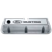 Ford Racing Tall Valve Cover - Baffled - Breather Hole - Ford Mustang Logo - Polished - Small Block Ford (Pair)