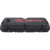 Ford Racing Tall Valve Cover - Baffled - Breather Hole - Ford Mustang Logo - Black Crinkle - Small Block Ford (Pair)