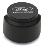 Ford Racing Push-In Round Breather - 1-1/4 in Hole - Half Shielded - Ford Racing Logo - Black Crinkle