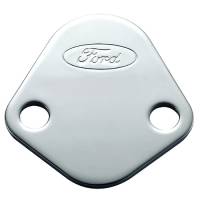 Ford Racing Fuel Pump Blockoff - Chrome - Ford Logo - Ford V8